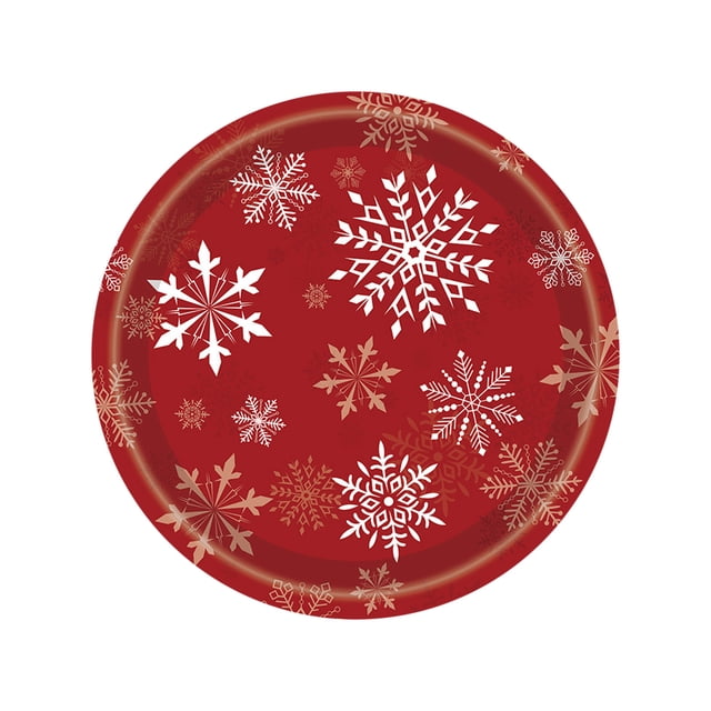 Christmas Paper Plates and Napkins,Christmas Paper Napkins 20Pcs Snowflakes Red Christmas New Year Theme Party Tableware Set Disposable Decorative Tableware Paper Set Christmas Paper Plates
