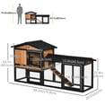 thumbnail image 3 of PawHut Wooden Rabbit Hutch Bunny House with Run, Slide-out Tray, Black, 69", 3 of 10