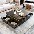 thumbnail image 4 of Noble House Table Basse Carrée Moderne de 43,3 Po avec Rangement et 4 Tiroirs, Noir, 4 of 9