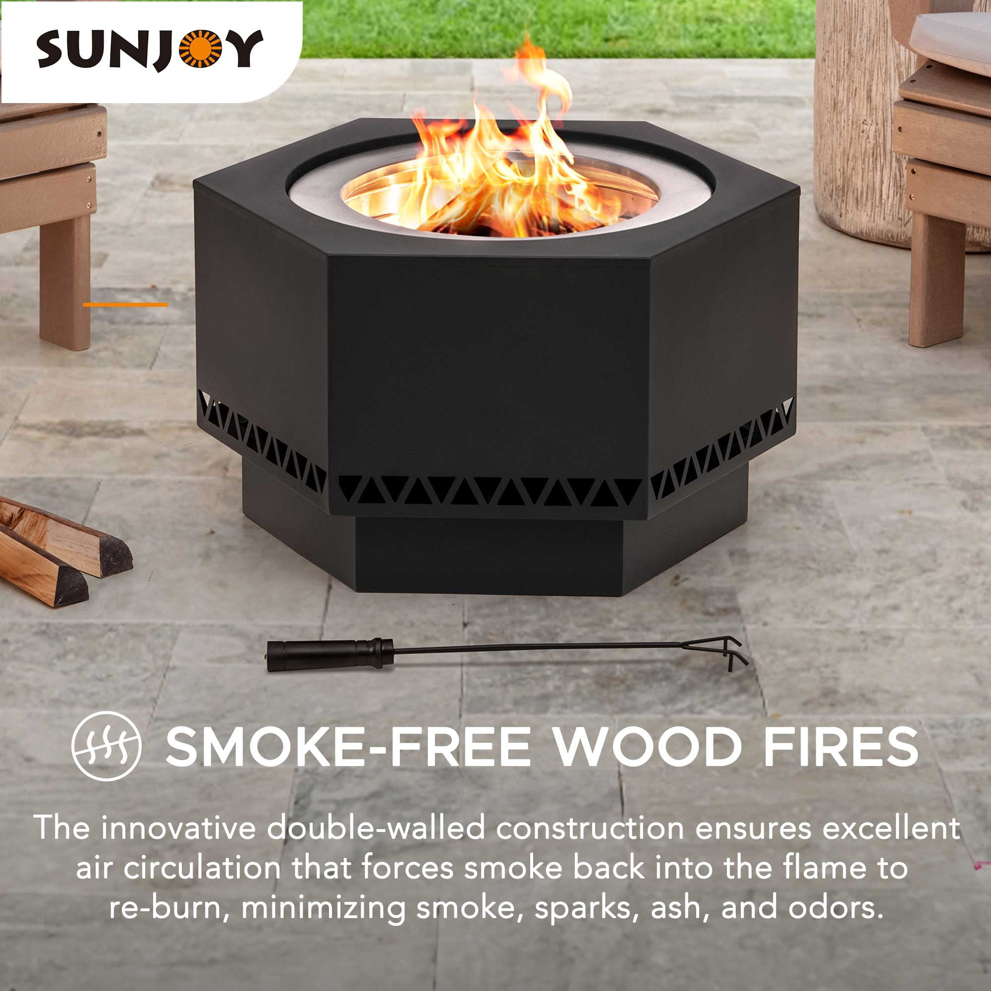 Sunjoy 26 pouces Hexagonal faible fumée Firepit