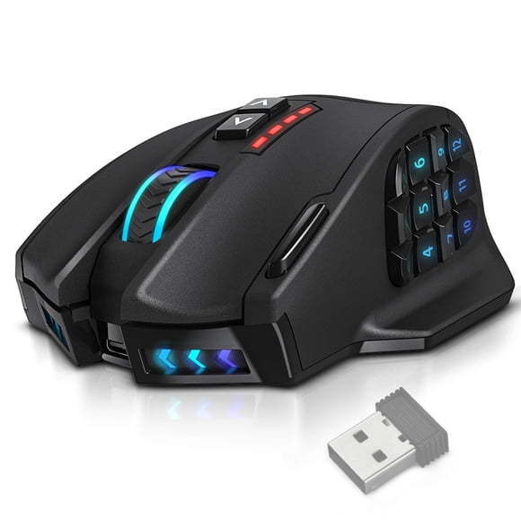 UtechSmart Venus Pro RGB Wireless MMO Gaming Mouse, 16,000 DPI Optical Sensor, 2.4 GHz Transmission Technology, Ergonomic Design, 16M Chroma RGB Lighting, 16 programmable Buttons