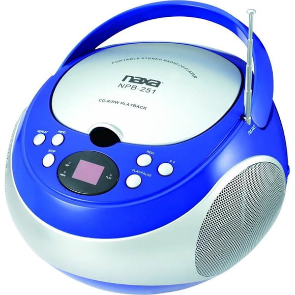NEW NAXA NPB-251 Blue Portable Compact CD Player + AM/FM Stereo Radio AUX-Input