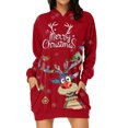 thumbnail image 1 of Femmes Hoodie Robe, Casual Skin Amical Tombé Épaule Manches Pull Hoodie Sweatshirt Robe Libre Correspondant à la Maison Rouge, Gris, Bleu Foncé, Noir Vieil Homme, Rouge Vieil Homme, Noir Élan, 1 of 6