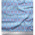thumbnail image 1 of Soimoi Blue polyester Crepe Fabric Filigree Damask Printed Craft Fabric by the Yard 42 Inch Wide, 1 of 3