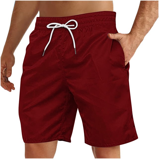Yuyuzo Mens Shorts High Waisted Drawstring Quick Dry Summer Beach Swim Knee Length Shorts with Pockets