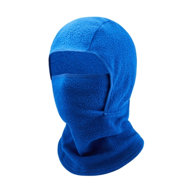 Lipstore Kids Balaclava Ski Mask in dark blue, made of lightweight and breathable fleece material. This thermal face mask provides full coverage for the head, face, ears, and neck, offering windproof and cold-resistant protection. Suitable for outdoor activities like skiing, biking, and hiking, it features a unisex design for boys and girls. Dimensions are 40cm x 27cm, fitting head circumferences of 50cm-54cm.