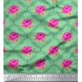 thumbnail image 1 of Soimoi Tissu Crêpe polyester Design Quatrefoil, Imprimé Floral Feuilles & Roses Tissu au Mètre 42 Pouces de Large, 1 of 3