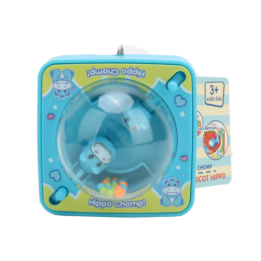 Pacman Hippo Chomp Mini Handheld Game with Keychain, 2-Player Battle Hungry Hippo Pocket Fidget Toy, Portable Travel Stress Relief Game Toy Party Favor Gift for Kids Ages 3+