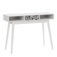 thumbnail image 4 of CorLiving Acerra Engineered Wood Adult Entryway Desk with Abstract-Pattern Center Drawer, Cubbies and Wood Legs, White/Black, 4 of 12