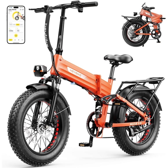 Heybike Mars 3.0 Electric Bike for Adults, 1400W Peak Motor Foldable Ebike with 48V 13AH Removable Battery, 20" Fat Tire Electric Bicycles, Up to 30+MPH & NFC Unlock, UL2849