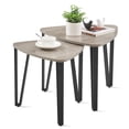 thumbnail image 1 of VASAGLE Nesting Triangle End Tables, Coffee Tables for Living Room Bedroom, Industrial Accent Stacking Side Tables with Metal Frame, Heather Greige and Black, 1 of 5