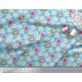 thumbnail image 3 of Soimoi Blue polyester Crepe Fabric Omlet & Bread Slice Food Print Sewing Fabric Yard 42 Inch Wide, 3 of 6