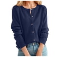 thumbnail image 1 of Cardigan pour Femmes Chandail Classique Chandail pour Femmes Col Ras du Cou à Boutons Cardigan à Manches Courtes Tricoté Ouvert à l'Avant, 1 of 4