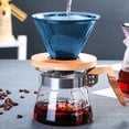 thumbnail image 1 of Glass Coffee Filter Mug, Portable Hand Brewed Dripper, Reusable Pour Over Cone with Removable Wooden Stand, Easy Clean Carafe for Americano, 1 of 8