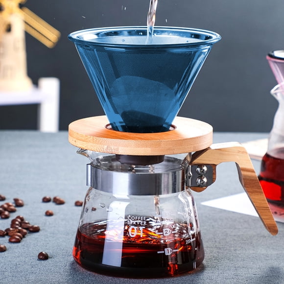 Dvkptbk Filters Cup Coffee Filter Coffee Colored Glass Filter Mug Portable Glass Hand Brewed Coffee Filter Mug Drip Reusable Filter Removable Wooden Base Kitchen & Dining