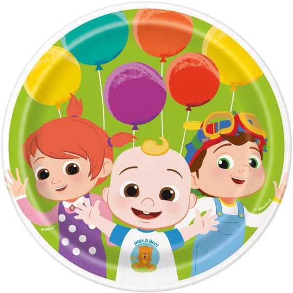 Assiettes rondes en papier Cocomelon uniques, paquet de 8