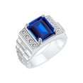 thumbnail image 2 of RYLOS Men's Rings 14K White Gold Designer Style 10X8MM Emerald Cut Shape Gemstone & Diamonds Sapphire September Birthstone Rings For Men Size 13, 2 of 6