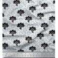thumbnail image 1 of Soimoi Black polyester Crepe Fabric Artistic Floral & Scale Geometric Print Fabric by Yard 42 Inch Wide, 1 of 1