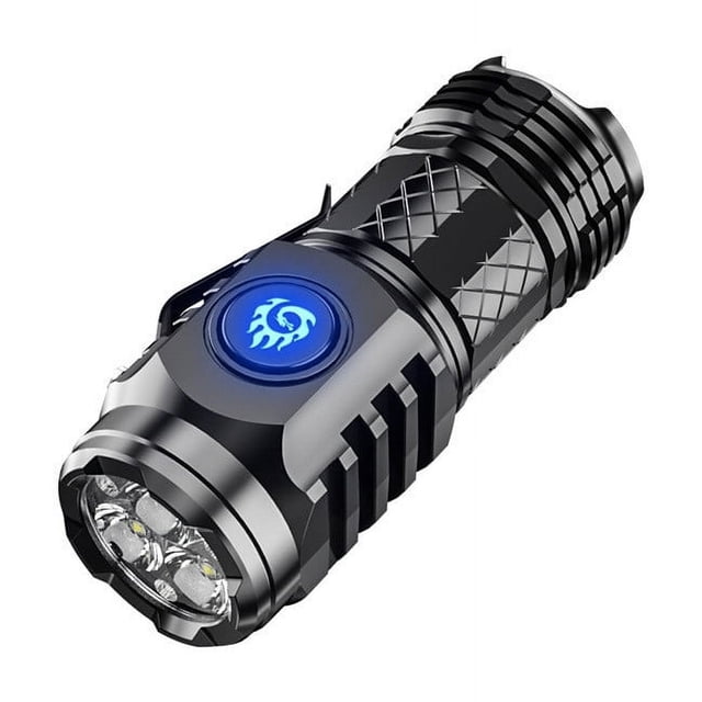 Rbaofujie Flashlight Bright Rechargeable Ultra-bright Small Portable Outdoor Lighting Shooting Household Mini Three-eye Small Steel