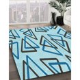 thumbnail image 3 of Ahgly Company Tapis d'Intérieur Lavable en Machine Carré Transitionnel Bleu Glacial Bleu Glace, 6 Pieds Carré, 3 of 7