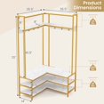 thumbnail image 3 of Costway Corner Garment Rack L-shaped Clothes Rack with Open Shelves & Adjustable Foot Pads White, 3 of 10