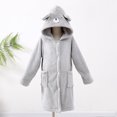 thumbnail image 2 of 3-8 Years Boys Girls Fleece Robe Hooded Soft Warm Bathrobe Sleepwear For Kids Gray C, 2 of 4