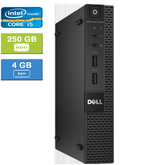 Refurbished: Dell 9020 MICRO Intel Core i5-4590T 2.00 GHz, 4GB, 250GB SSD, Win 10 Pro