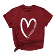 thumbnail image 1 of Besolor Tuniques d'Été pour Femmes à Imprimé de Cœurs, Col Ras du Cou, Manches Courtes, T-Shirts Décontractés Amples, Blouse de Sortie, 1 of 4