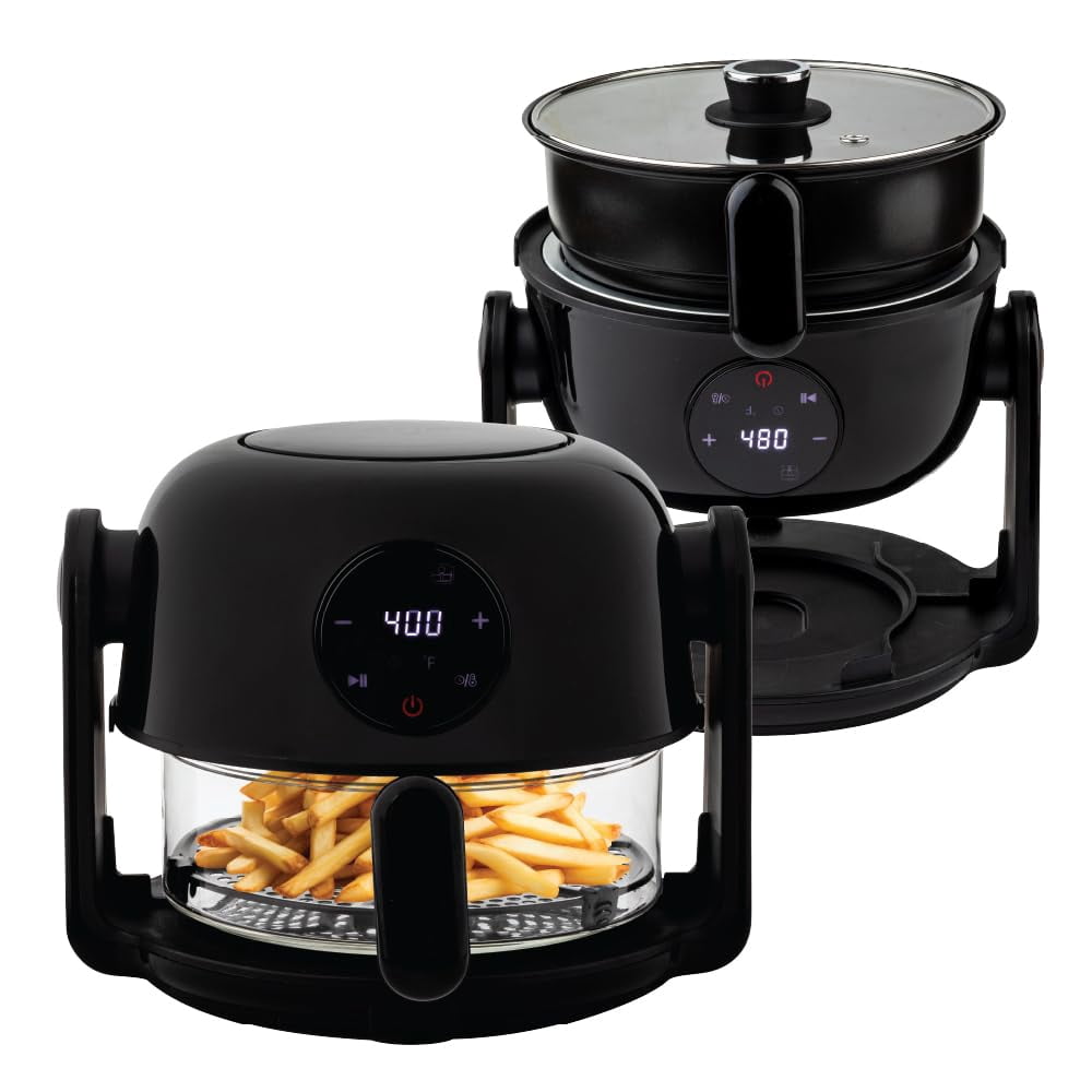 Aria Air Fryer, Non-Stick Ceramic Build, Dishwasher Safe Ceramic Non Toxic Large Sized Airfryer Basket, Touchscreen Display & Auto Shutoff, BPA & Tef