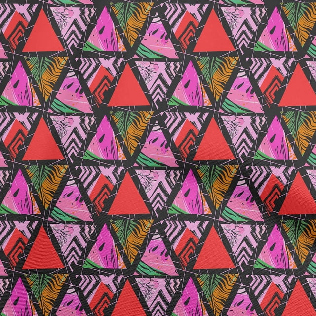 oneOone Georgette Viscose Orange Fabric Geometric Tropical Texture Craft Projects Decor Fabric Printed By The Yard 42 Inch Wide