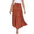 thumbnail image 1 of LUXUR Jupes pour Femmes Jupe Midi Évasée à Volants Fluide Taille Haute Orange m, 1 of 4