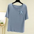 thumbnail image 1 of Liquidation & Promo, Chemise à Col Rond pour Femmes, Couleur Unie, Couche Intérieure Fine, Haut de Pyjama Décontracté, Manches Courtes, Base à Domicile, Vêtements de Nuit Confortables et Élégants, Sopatenor, 1 of 7