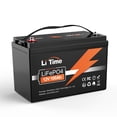 thumbnail image 1 of LiTime 12V 100Ah LiFePO4 Lithium Battery, 12 Volts 100A BMS 1280Wh Output Power LiFePO4 Battery for RV, Solar, Marine, Home Energy Storage, 1 of 8