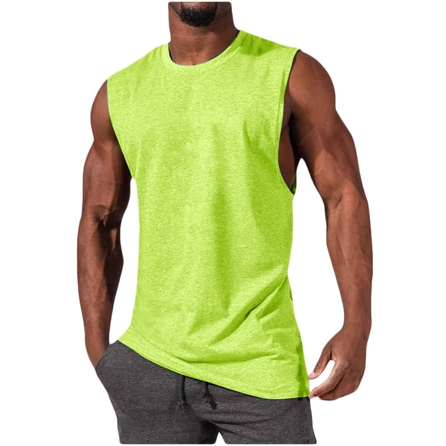 Timegard Tank Tops Men Solid Color Crewneck Basic Tee Comfy Sleeveless Fitting Casual Shirts Top Athletic