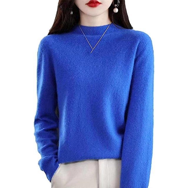 Women‘s Wool Sweaters Mock Turtle Neck Lightweight Long Sleeve Cozy Warm Fall Winter Pullover Tops