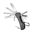 thumbnail image 1 of Stainless Steel 11-in-1 Multitool, Heavy Duty Folding Pocket Knife with Screwdrivers, Saw, Scissors and Bottle Opener, Black, 1 of 10