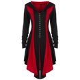 thumbnail image 2 of IROINID Manteau Long Confortable pour Femmes Manteau Contrasté à Manches Longues, Rouge, 2 of 6