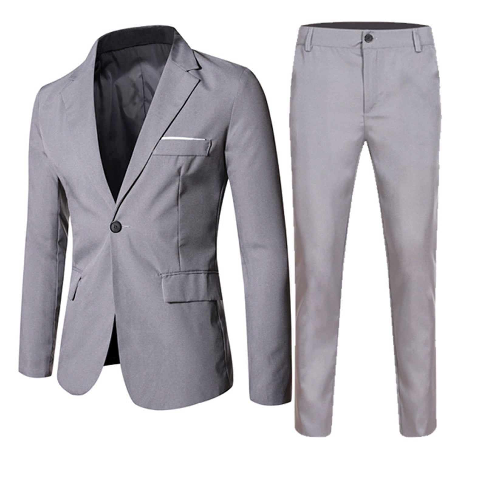 WEIYLL Outfits for Boys Sets Kids Spring Solid Long Sleeve Pants Coat 2Pc Grey Suits 17-18 Years