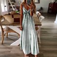thumbnail image 1 of HKEJIAOI Robes de Cocktail Offres Liquidation Cadeau de la Saint-Valentin Femmes Teinture sur Nœuds Plage Chandail Maxi Boho Robe d'Été Dames Ample Longue Robe Nuisette Vert, 1 of 5