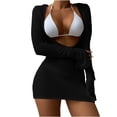 thumbnail image 2 of Meichang Maillots de Bain Trois Pièces pour Femmes avec Robe de Plage par-Dessus, Bikini à Dos Nu, Ensembles de Bikini Triangle String, Maillot de Bain avec Découpe, Sortie de Plage, 2 of 3