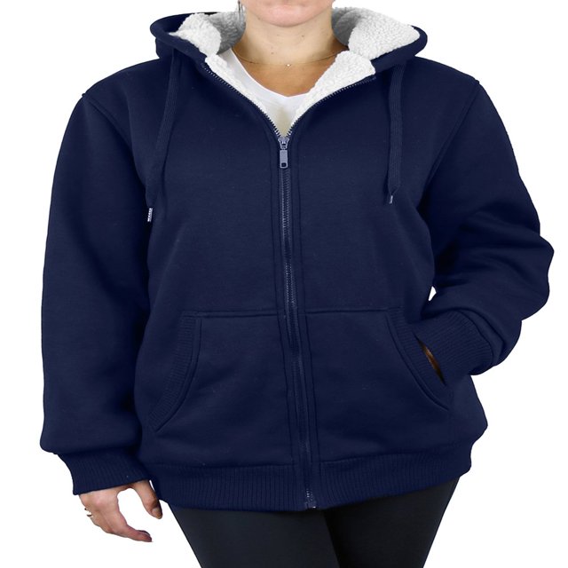 Sweat à Capuche Zippé Doublé en Sherpa Tech pour Femmes avec Poche Poitrine