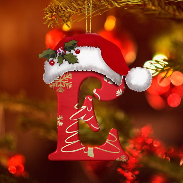 LSLJS 26 Letters Christmas Tree Decoration Pendant Christmas Tree Ornaments Personalized DIY Christmas Ornaments Christmas Decorations Xmas Tree Hanging Decor