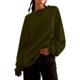 thumbnail image 1 of RXIRUCGD Haut Décontracté à Manches Longues et Col Rond pour Femmes, Vert Armée, Taille : TG, 1 of 7