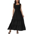 thumbnail image 1 of INSPIRE CHIC Robe d'Été Sans Manches pour Femme, Encolure Dégagée, Robe Maxi Décontractée avec Poches, P Noir, 1 of 6