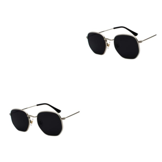 Redempat Fashionable Polarized Lens Small Frame Sun Glasses For Trendy Style Silver black gray C1 2Set