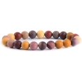thumbnail image 1 of Bracelet Extensible Unisexe en Perles Rondes 8 mm en Jaspe Mookaite Givré Naturel 7 Pouces, 1 of 2