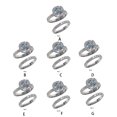 thumbnail image 3 of VONKY Double Stackable Fashion Bridal Ring Sets Premium Wedding Engagement Ring Silver 11, 3 of 6