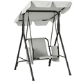 thumbnail image 1 of Outsunny Chaise Balançoire de Patio 1 Place avec Auvent Réglable et Coussins, 1 of 10