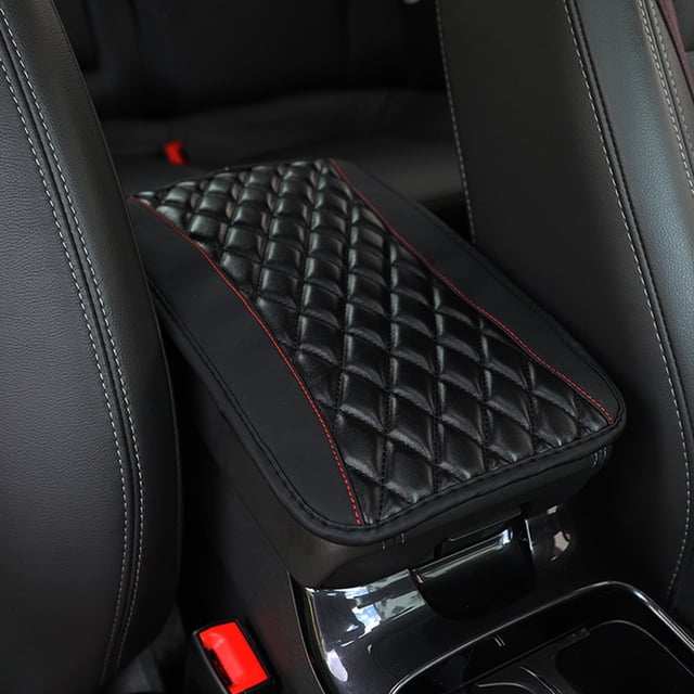 Leather Car Armrest Box Mat Universal, Soft Microfiber Center Console Cover with Non-Slip Sponge Backing, Protects Against Spills Scratches and Pet Claws for SUV Truck and Sedan Interiors