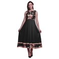 thumbnail image 1 of Bimba Robe Anarkali Noire à Fleurs, Col Mandarin, Sans Manches, Kurtis pour Femmes, Robe Maxi à Imprimé, Très Grande, 1 of 6